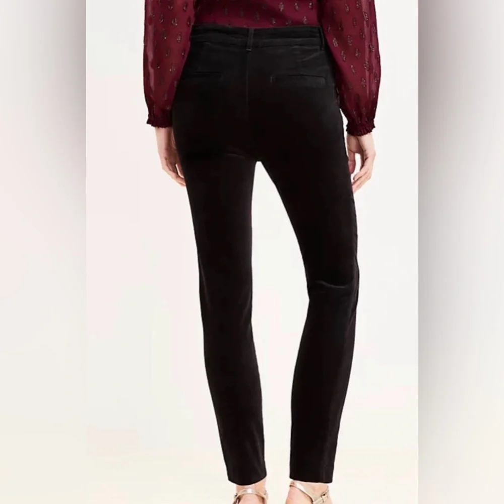 LOFT Black Velvet Slim Fit Pants - Picture 6 of 16